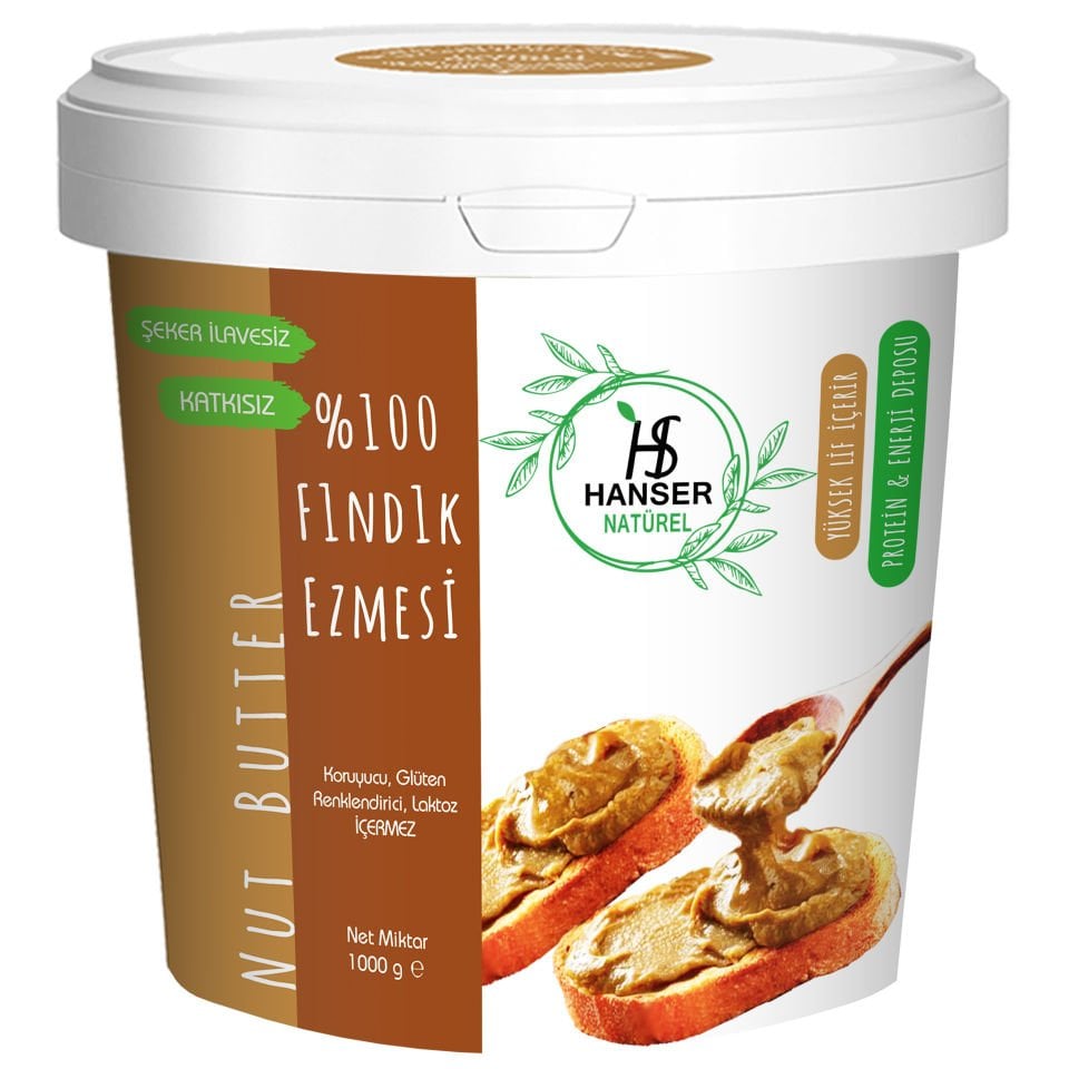 Hanser Natürel %100 Fındık Ezmesi 1 Kg Kova