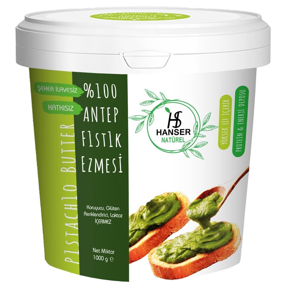 Hanser Natürel %100 Antep Fıstığı Ezmesi 1 Kg Kova