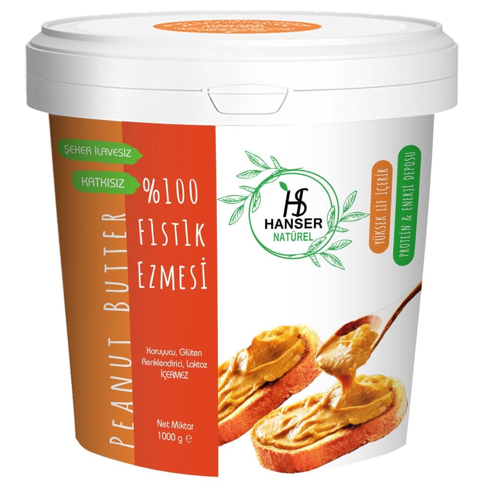Hanser Natural 100% Peanut Butter 1 Kg Bucket