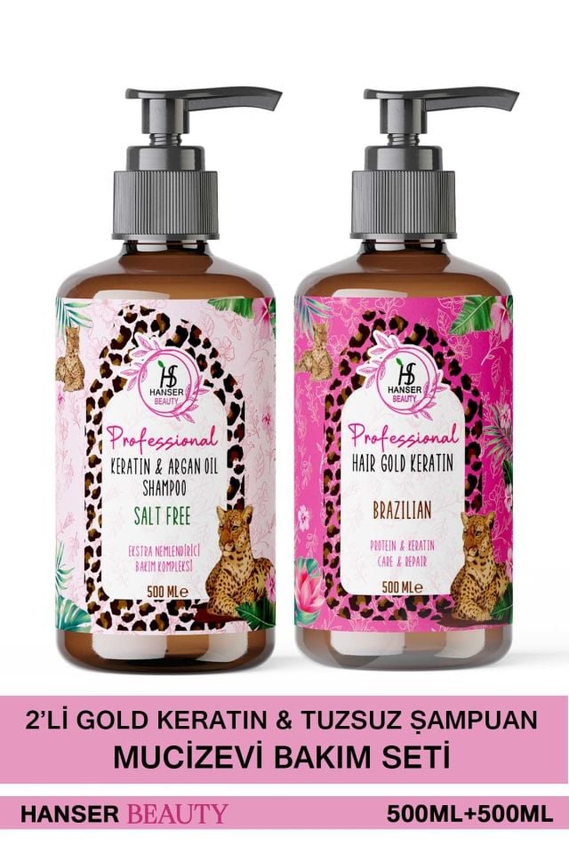 Hanser Beauty Hair Gold Keratin & Salt-Free Shampoo 2-Piece Care Set