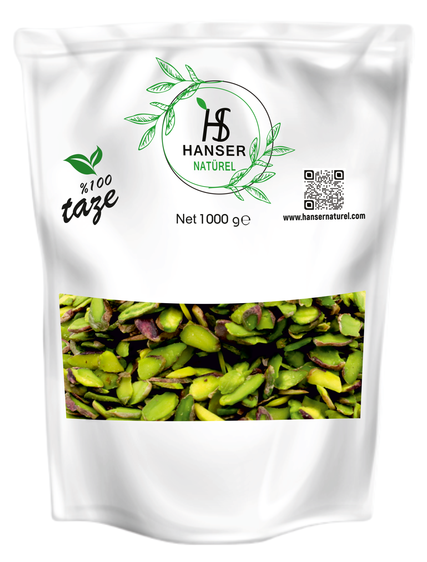 Hanser Natürel 1 Kg File Boz İç Antep Fıstığı