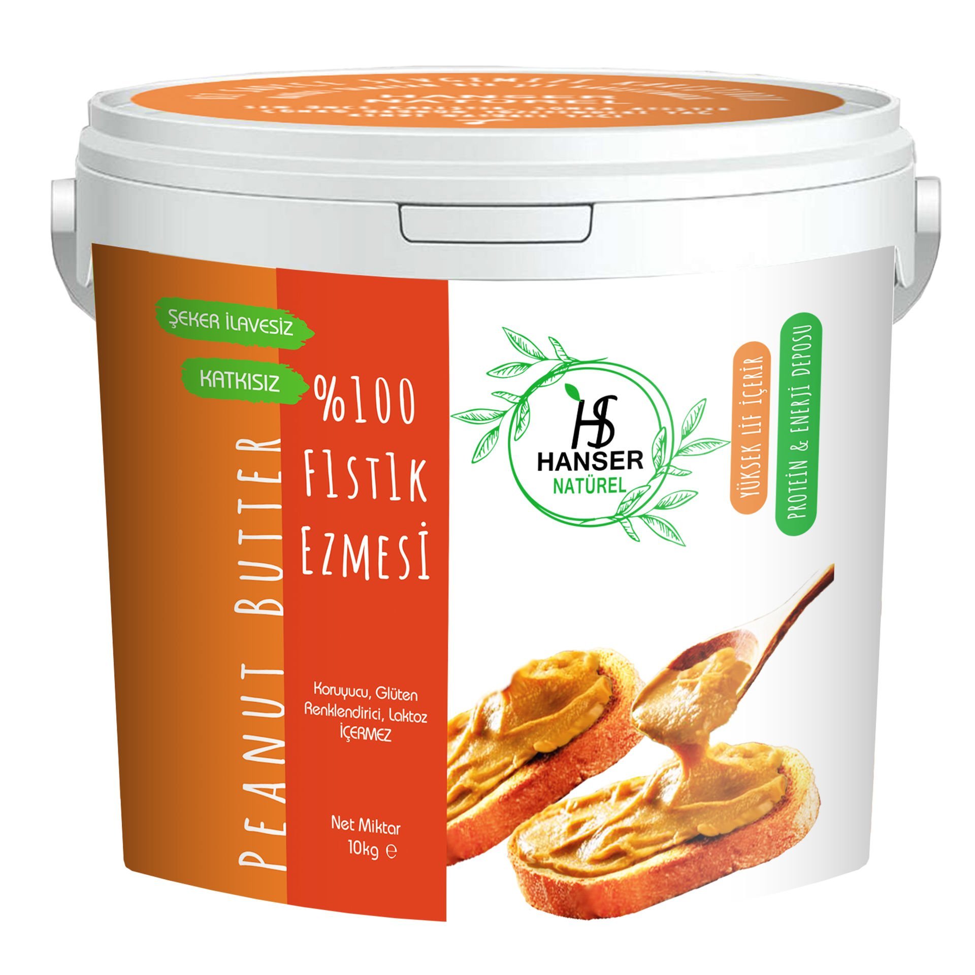 Hanser Naturel %100 Yer Fıstığı Ezmesi 10 Kg Kova