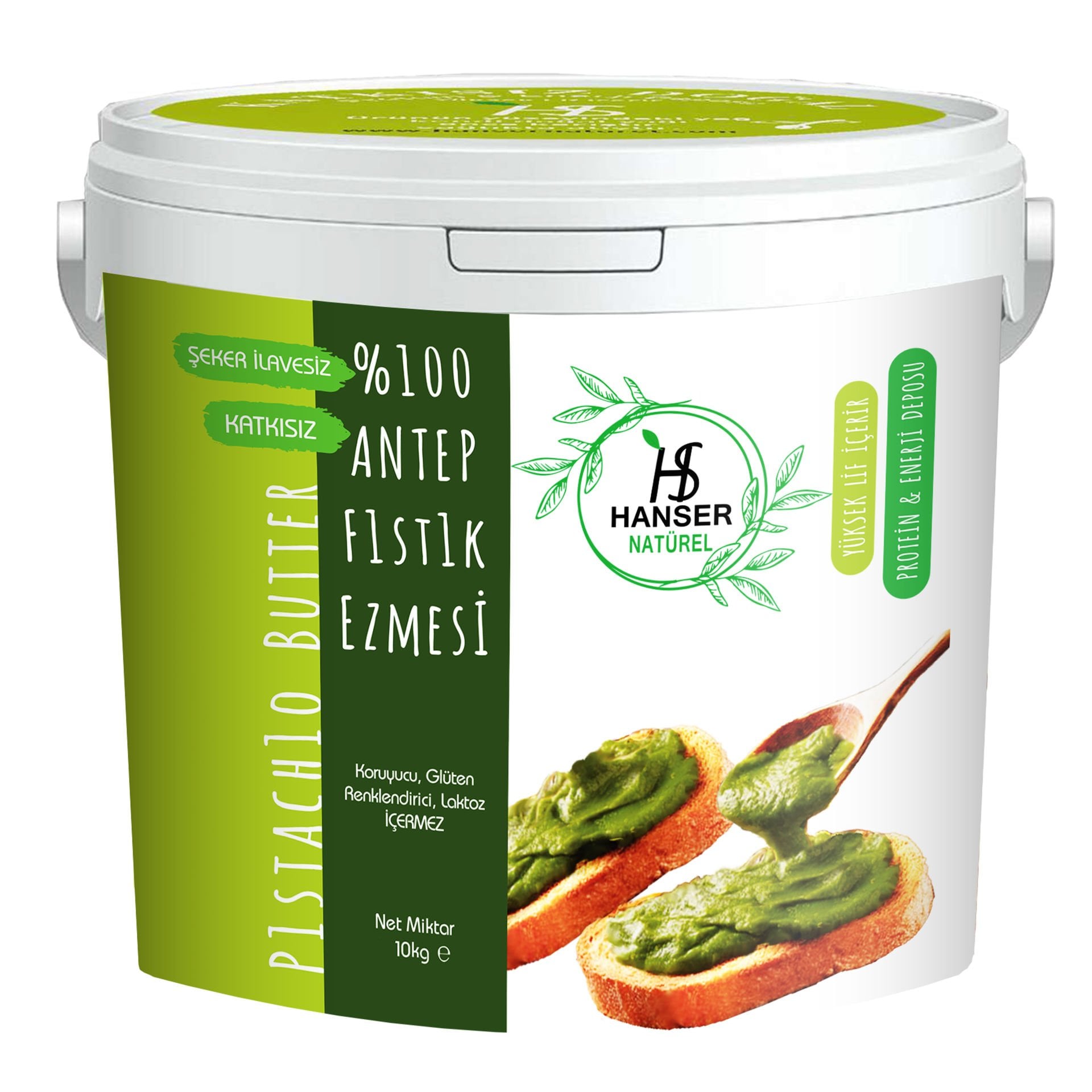 Hanser Natürel %100 Doğal Antep Fıstığı Ezmesi 10 Kg Kova