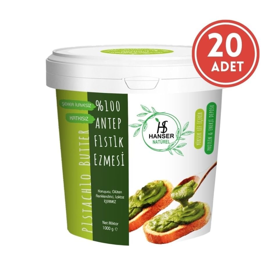 Hanser Natürel %100 Doğal Antep Fıstığı Ezmesi 1 Kg x20 ADET