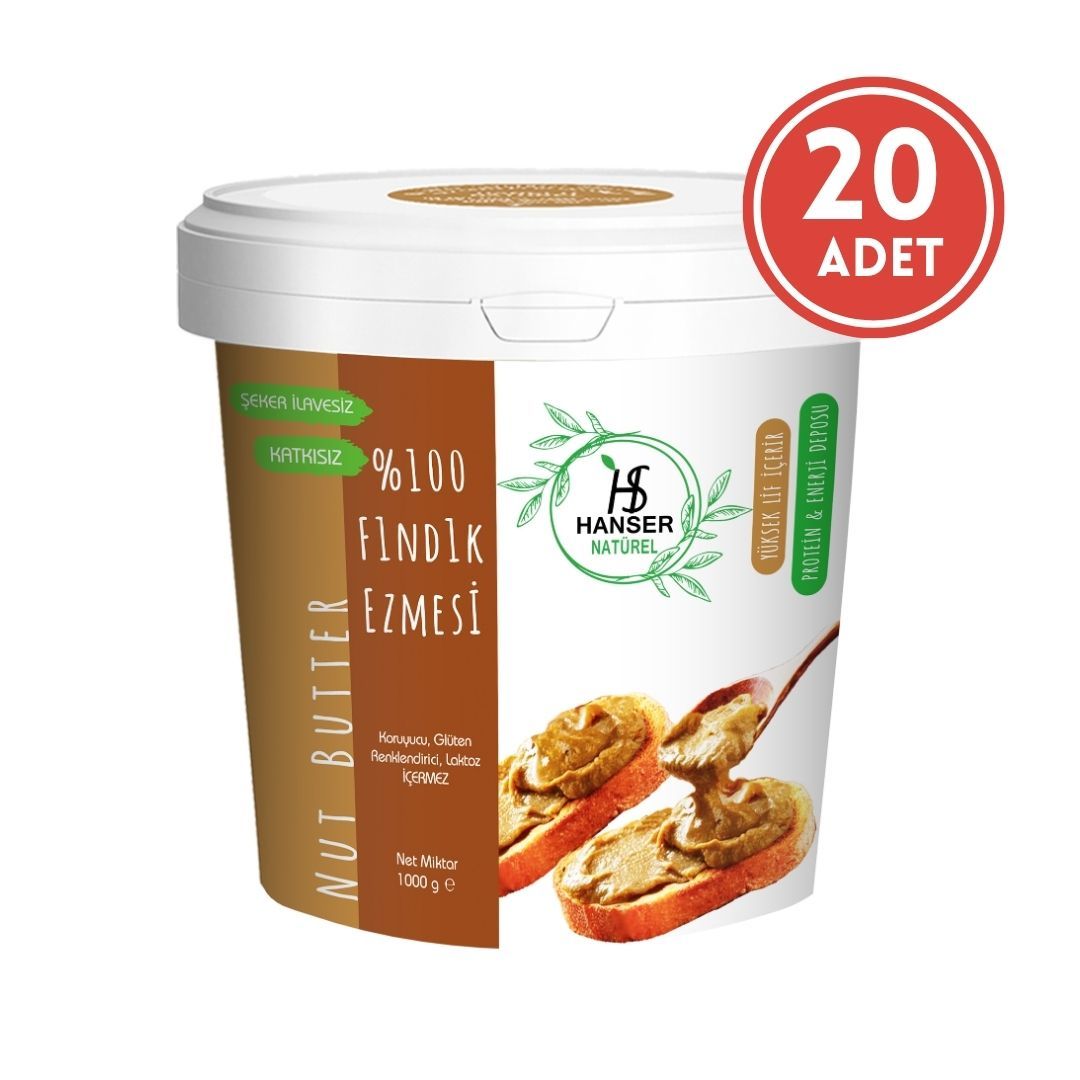 Hanser Natürel %100 Fındık Ezmesi 1 Kg Kova x20 ADET