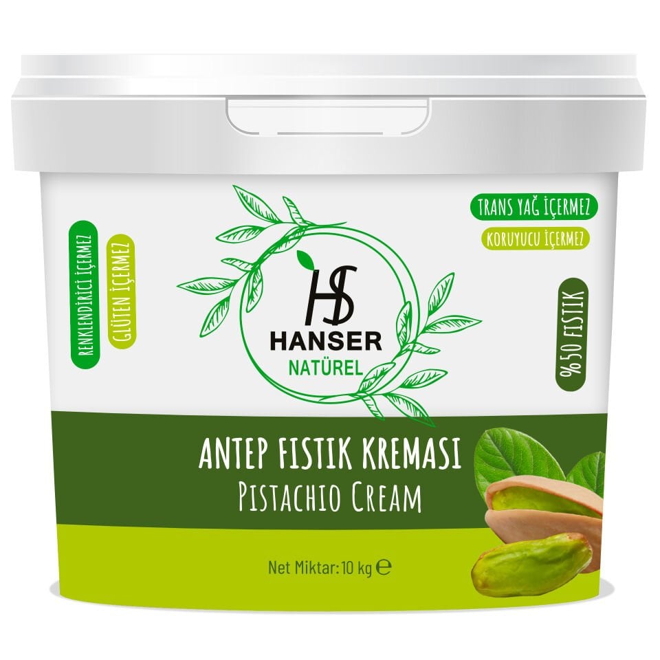 Hanser Natürel Antep Fıstık Kreması 10 Kg Kova