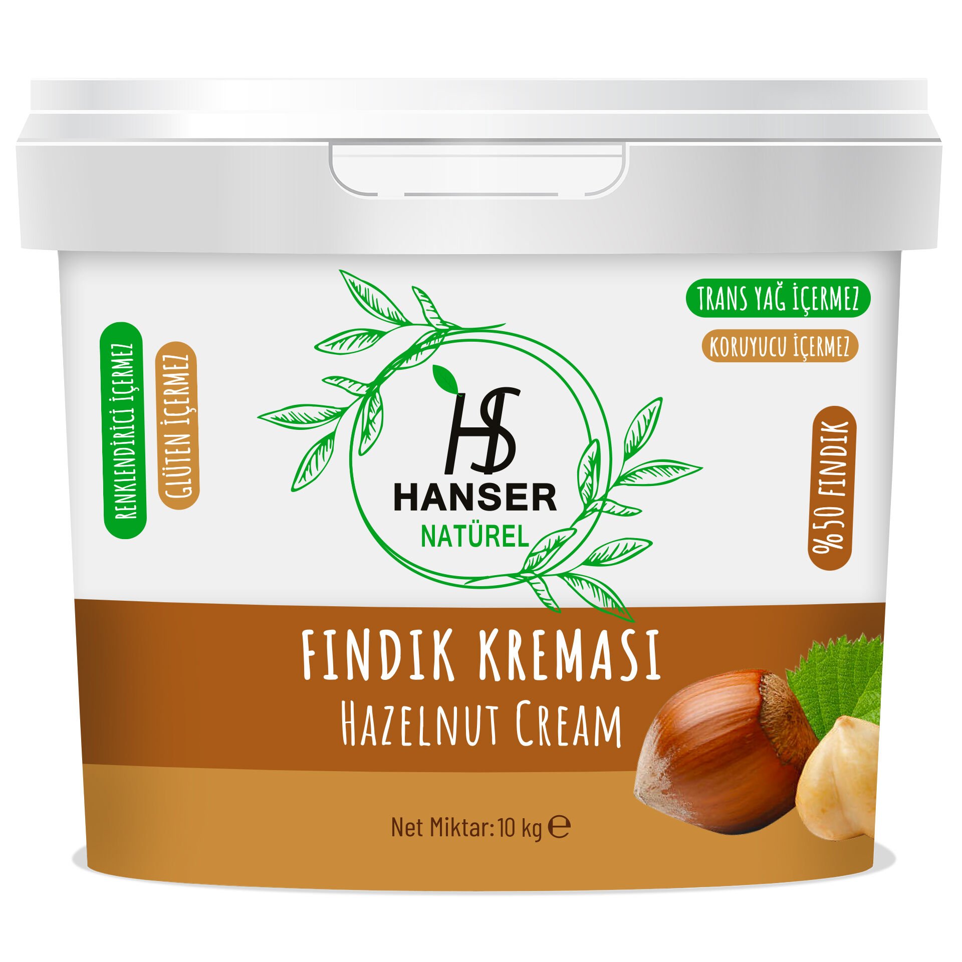 Hanser Natürel Fındık Kreması 10 Kg Kova